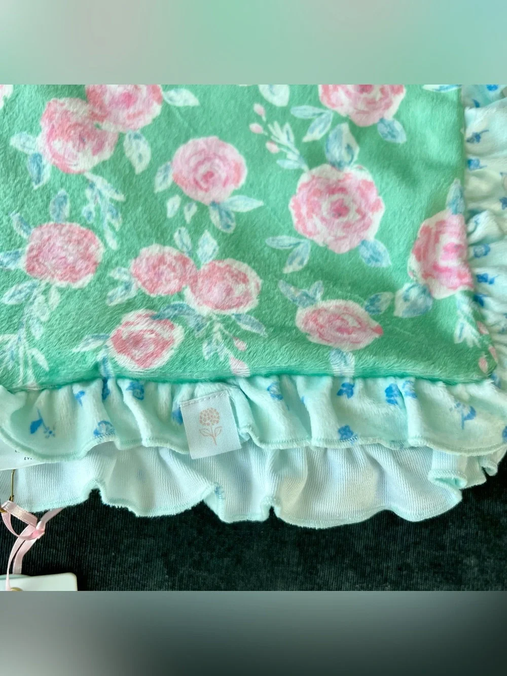 NWT SweetHoney Ruffled Beach Blanket- Aqua Spring Floral